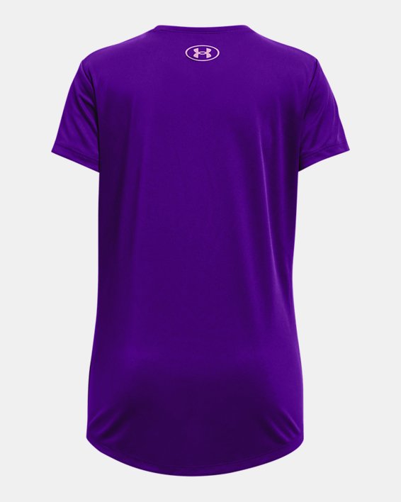 Girls' UA Tech™ Sportstyle Big Logo Short Sleeve, Purple, pdpMainDesktop image number 1